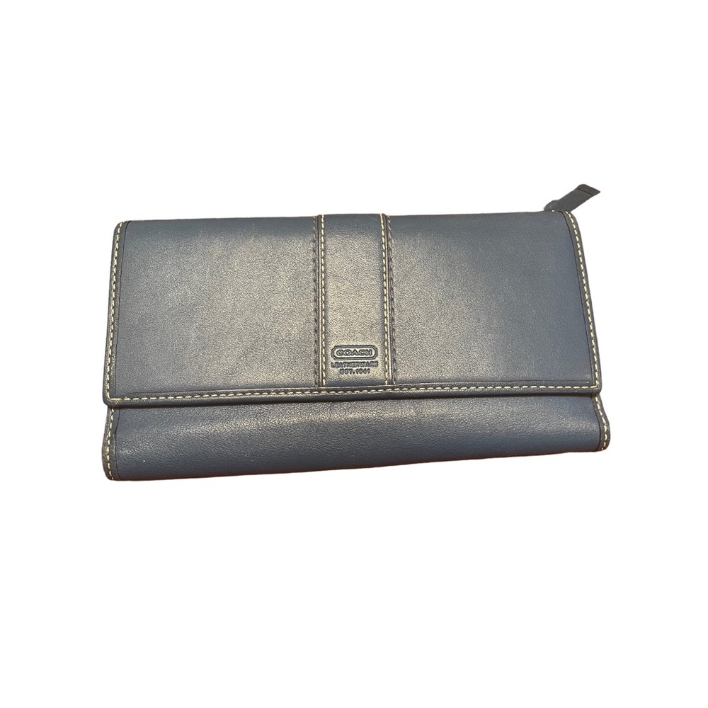 Coach Blue Leather Wallet with Pink Interior EUC- Like new